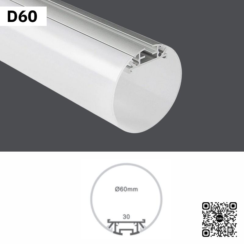 Thanh Nhôm Định Hình LED Tròn 2 Mét | D60